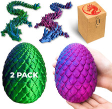 2 Pack 12 Inch 3D Printed Mystery Dragon Egg, Extra Large Dragon Egg with Dragon