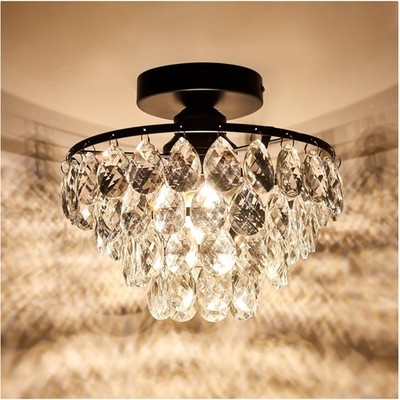 Sophisticated Black Ceiling Light Fixture - Small Crystal Chandelier Design