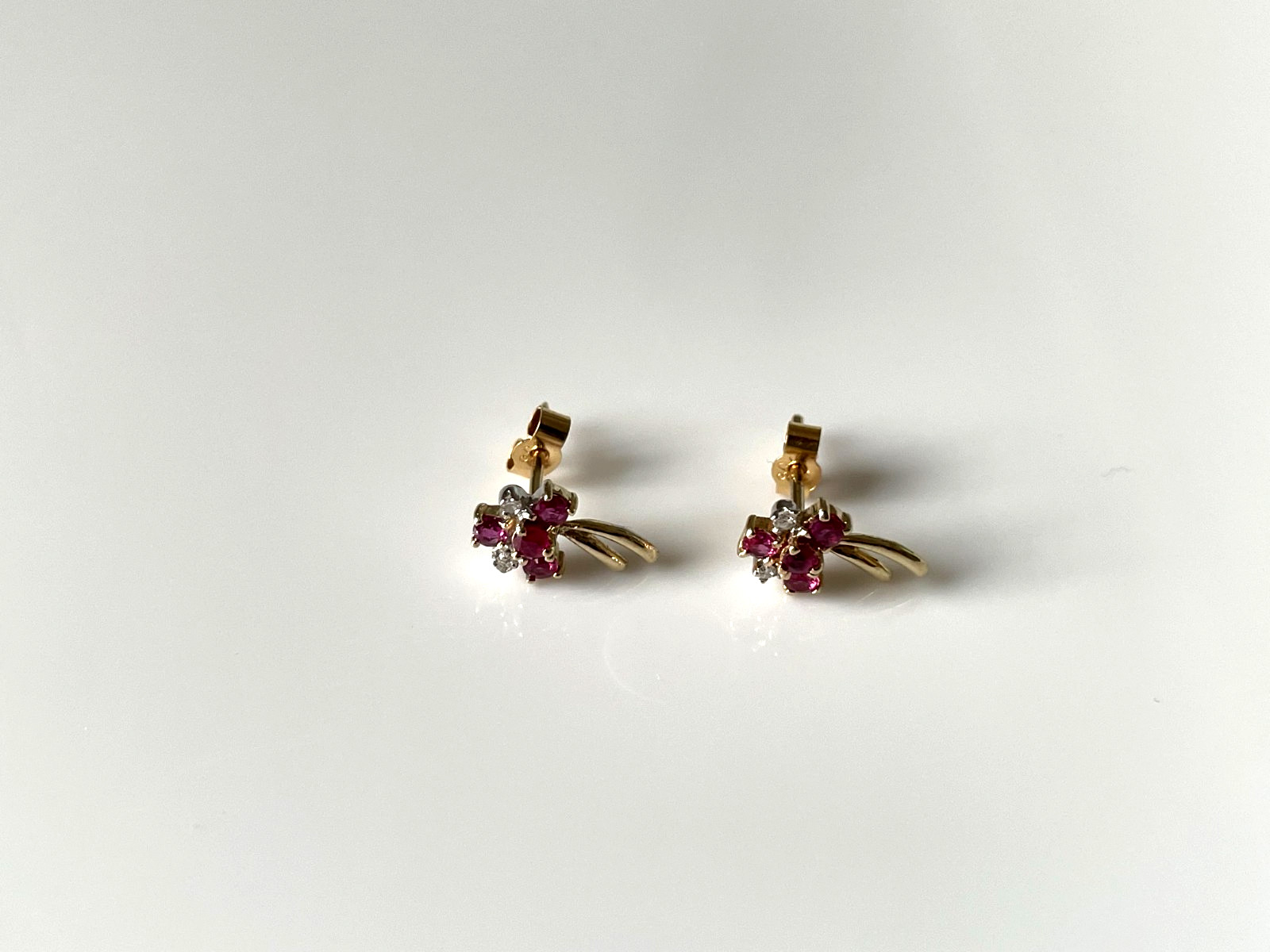 Ruby and Diamond Earrings 9ct Gold Ruby Diamond S… - image 3