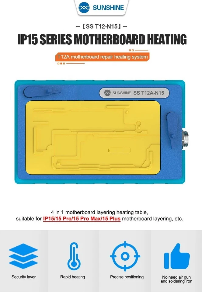 PreHeater Platform iPhone Motherboard 15 Series 4in1 Sunshine SS-T12A N15 UK - Image 3 of 4