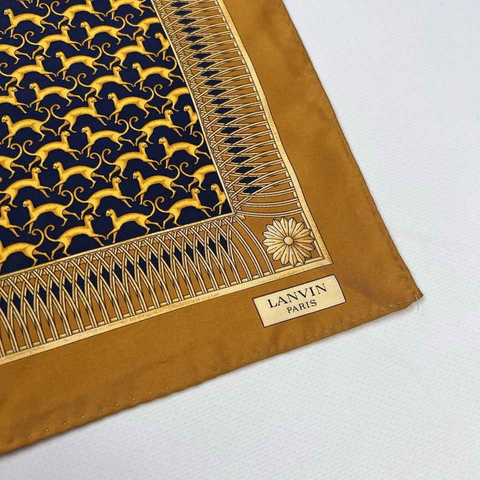Blue/Gold Lanvin silk pocket square - Image 3 of 4