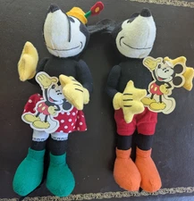 Disney Schylling Retro Minnie Mickey Mouse Stuffed Set Collection 10” NWT 2002