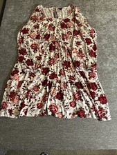Torrid Floral Dress White Red Pink Roses 3/4 Sleeve Size 3 Summer Party/Romantic