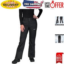 Warm Stylish Women's Insulated Snow Pants, Black, 29" Inseam for Outdoor Fun