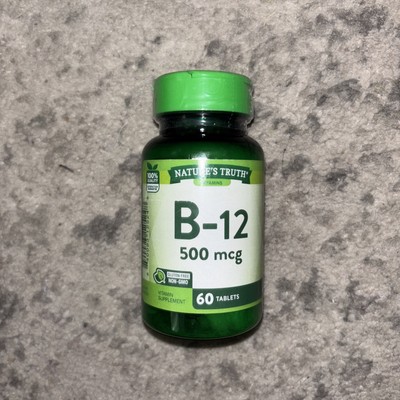 Natures Truth Vitamin B12 500 mcg 60 Tablets EXP 11/31/26 Gluten Free Non GMO