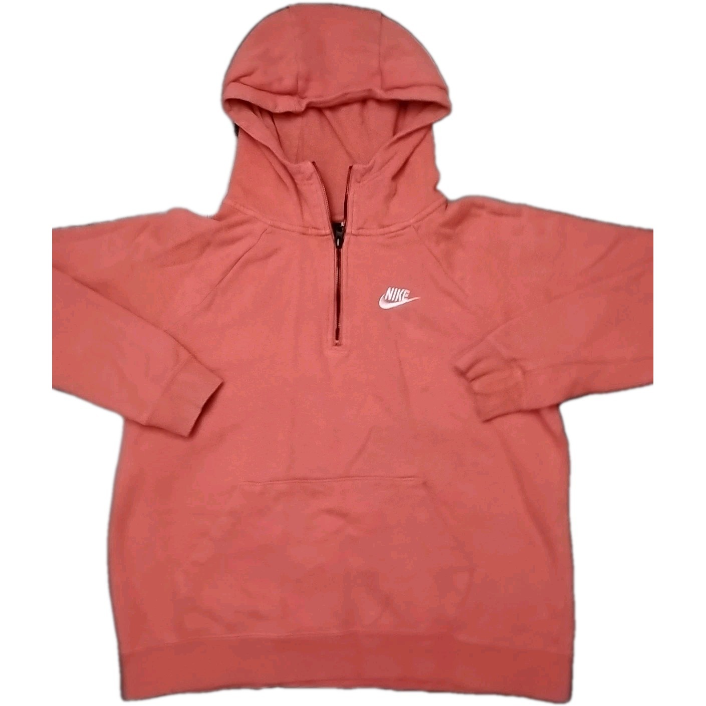 Nike Sportswear L Hoodie 1/4 Zip Pullover Solid Pink  Athleisure Logo Swoosh