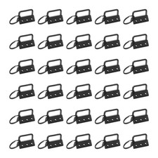 30 Pcs Key Fob Hardware, 1.3in 32mm with Key Rings for Lanyards, Glossy Black