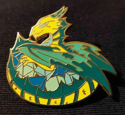 Bronze Dragon with Dice Enamel Pin | Dice Hoarders Series | Max Dlabick