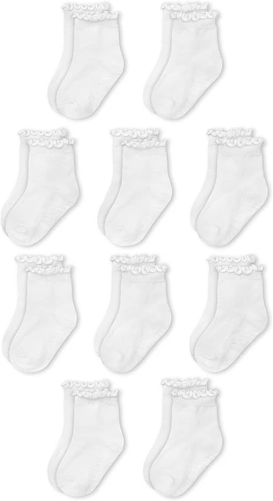 Fruit of the Loom Girls Ruffle Socks Cotton Grip,Size: 1-2T Non Slip for toddler