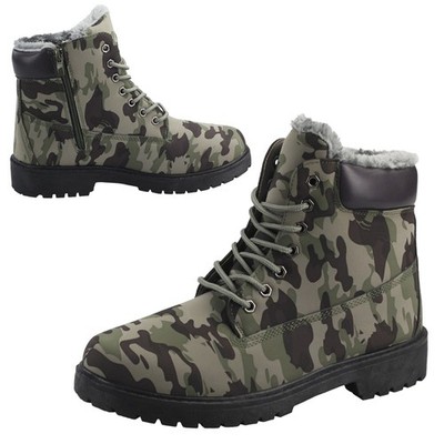 Herren Winterstiefel Worker Boots Stiefeletten Warm Gefüttert Winterschuhe Grün