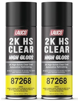 LAUCO 2K HS Clear High Gloss   Solids Automotive Clear Coat Spray 87268 2 Pack