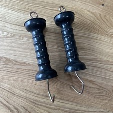 2 Pcs Heavy Duty Electric Fence Gate Handle, Black with Insulators with Spring,