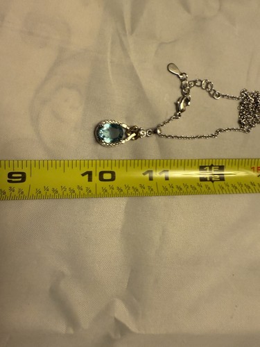 Womans Necklace, Aquamarine, Diamond Set In S925 Sterling Silver. - Bild 2 von 6