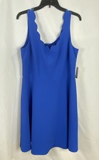 Nine West Women's Royal Blue Scalloped Sleeveless Fit Flare Dress Size 16 NWT