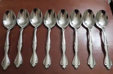 Oneida CANTATA Set of 8 Oval Soup Spoons USA Stainless Flatware Lot B
