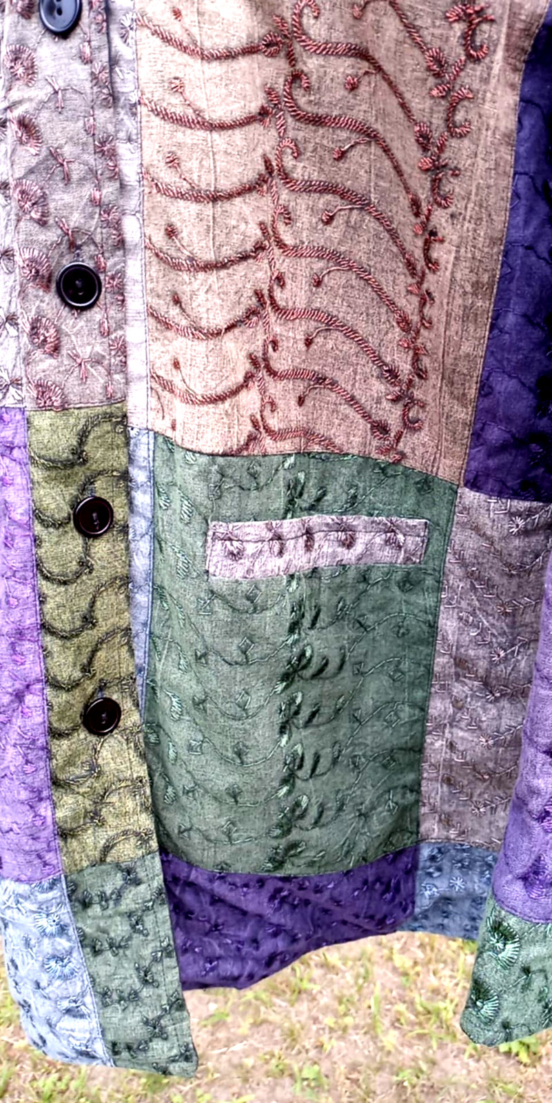 Sacred Threads Boho Patchwork Quilted Art To Wear… - image 11