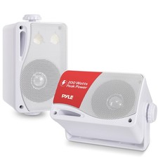 Pyle 3-Way Indoor  Outdoor Box Speaker System - 3.5" 200 Watt Compact Wall M...