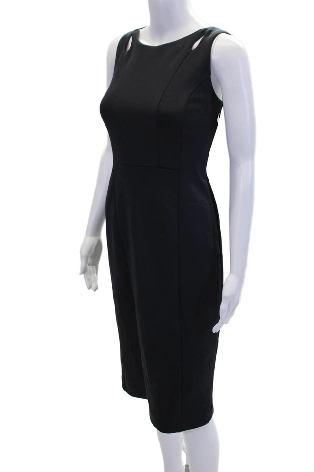 Tahari Womens Sleeveless Strap Cut Out Detail Pencil Dress Dark Blue Size 2 - Image 2 of 4