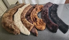 Vintage Fur Detachable Hand Sewn Collars Mink, Raccoon?  Lot Of 7