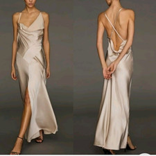 Victoria's Secret Atelier  Altuzarra Bias Cut Maxi Dress Side Slit L 100%silk