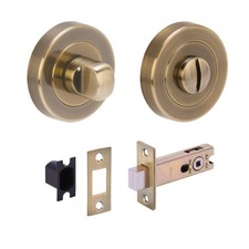 Bathroom Toilet Door Thumb Turn and Release Deadbolt Kit - Antique Bronze - 7...