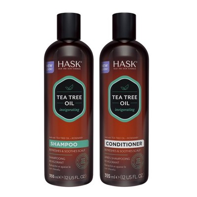 HASK Tea Tree Oil & Rosemary Invigorating Shampoo + 12 Fl Oz (Pack of 2) 