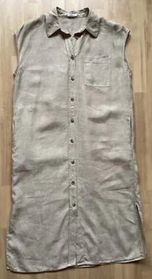 OPUS Hemdblusenkleid Damen Gr. 38 beige 100% Leinen Midi ärmellos Knöpfe - Bild 1 von 4