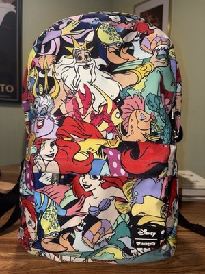 Loungefly Disney Little Mermaid Flounder Sebastian Backpack Full Size Book Bag