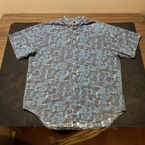 Quiksilver, Vintage Quiksilver Shirt 1980s XL Hawaiian Abstract All Over Print USA 90s Surf