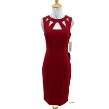 Eliza J Dress Womens 4 Wine Triangle Cutout Neckline Sleeveless Back Zip Lined