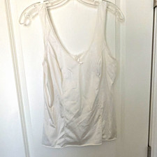 Vintage Lorraine Womens White Satin Nylon Lace Trim V-Neck Cami Top 36