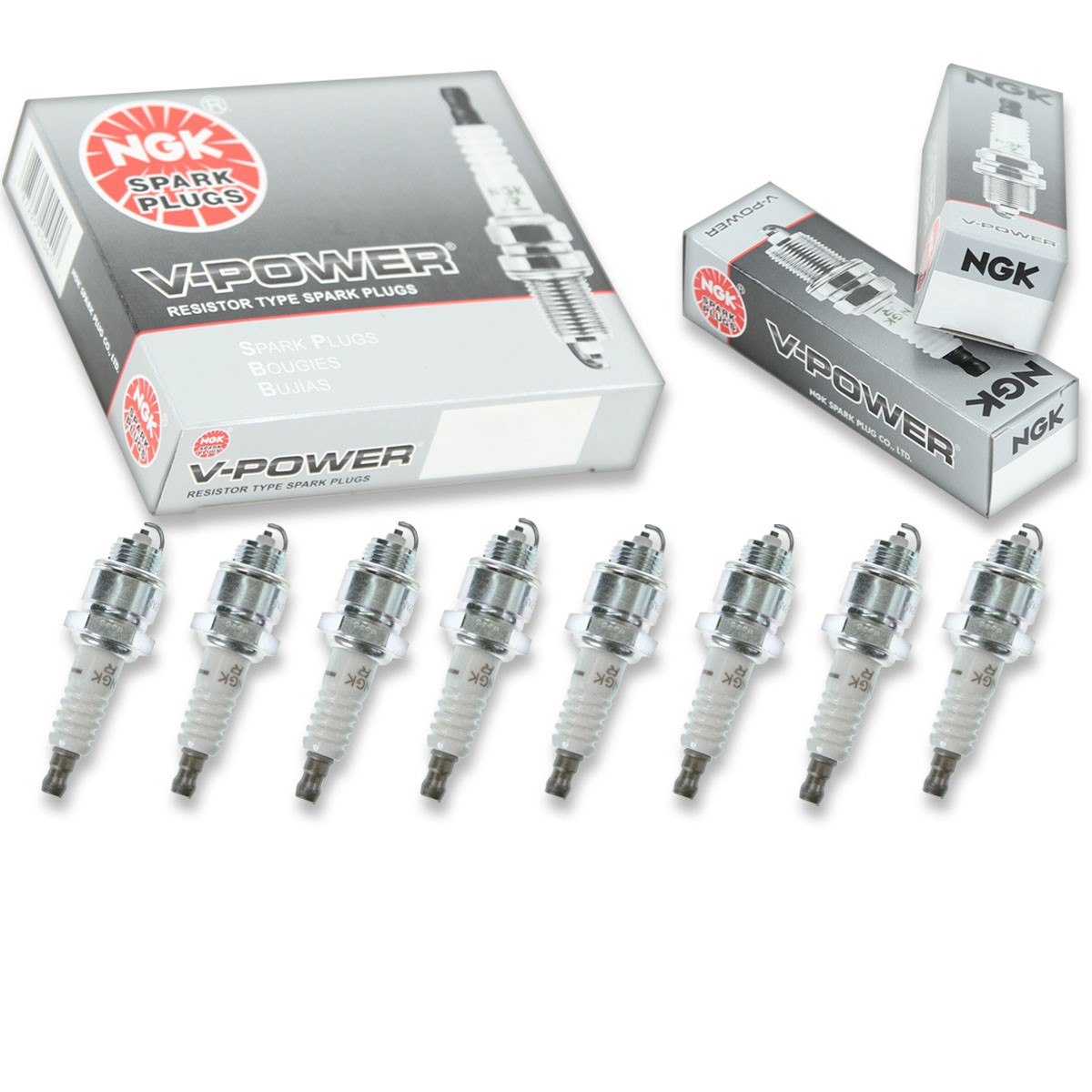 8 pcs NGK V-Power Spark Plugs for 1968-1969 International 1300C 4.4L 5.0L V8 af
