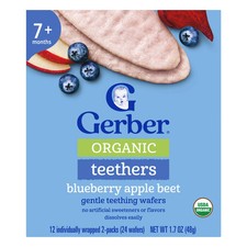 Organic for Baby, Teethers, Gentle Teething Wafers, 7 Months, Blueberry Apple