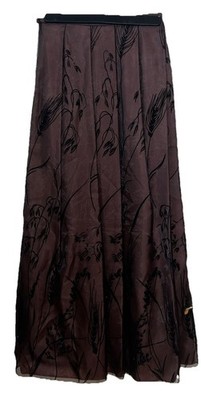 David Meister Embroidered Brown/Black  Maxi Skirt Size 4