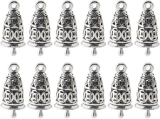 12Pcs Tibetan Style Alloy Pendants Wind Chime Bells Mini Bell Charms Tibetan Sil