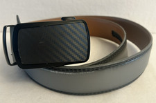 BULLIANT Men's Ratchet Belt 28"-36 " Waist Adjustable, Gray Black Trim