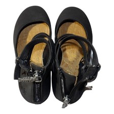 Girls Blowfish Malibu black zip up back triple buckle ankle flat shoe