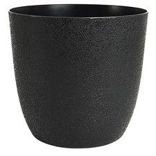 Textured Flower Pot Planter Round Plastic Matt Modern Recycled Indoor Outdoor
