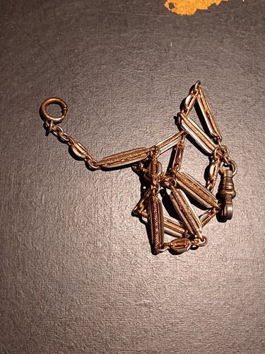 14" Pocket Watch Chain Gold Filled Two Tone - Picture 11 of 12