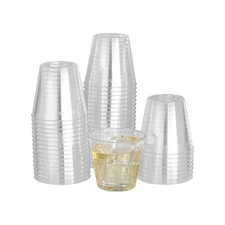 PARTY BARGAINS 50 Disposable 1oz Shot Cups, Crystal Clear Hard Plastic Tumble...
