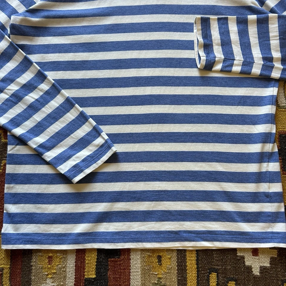 Moncler Camiseta de Algodón a Rayas Botón al Hombro Talla L - Azul/Blanco Foto 3 de 4