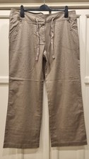 BRAND NEW & UNWORN TU Women's Taupe Linen Mix Trousers + Belt RRP £29.50 16 Reg