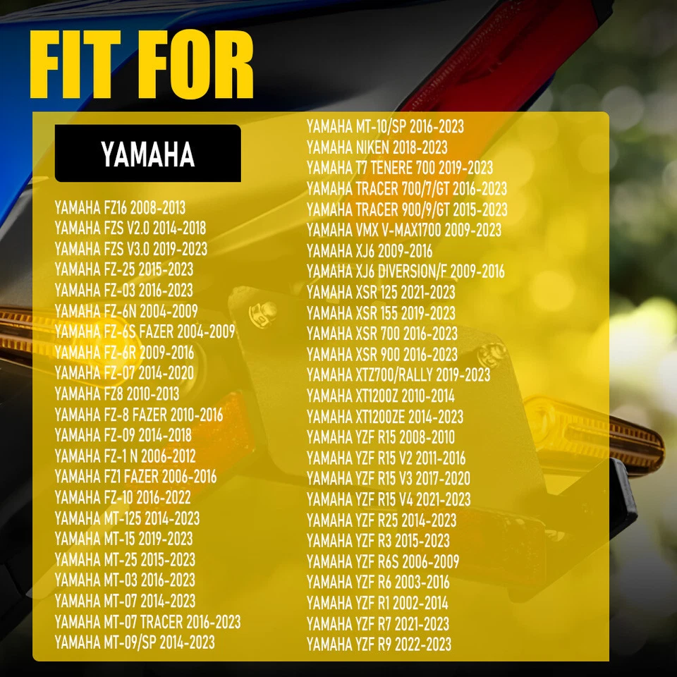 4X Luces intermitentes LED de señal de giro para Yamaha FZ6 FZ1 FZ09 FZ07 YZF R6 R3 R1 H Foto 2 de 4