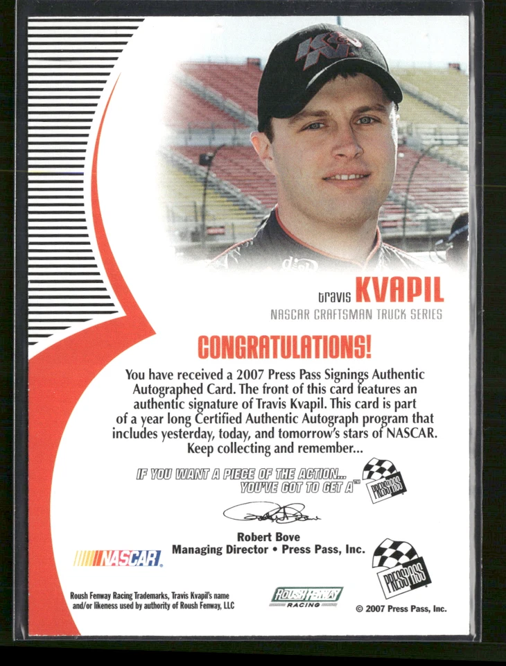 Travis Kvapil 2007 Press Pass Bronze Auto - Image 2 of 2