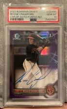 2022 BOWMAN CHROME REGGIE CRAWFORD TRUE PURPLE REFRACTOR AUTO PSA GEM MINT 10