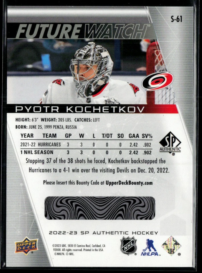 2022-23 SP Authentic Spectrum FX #S-61 Pyotr Kochetkov RC - Image 2 of 2