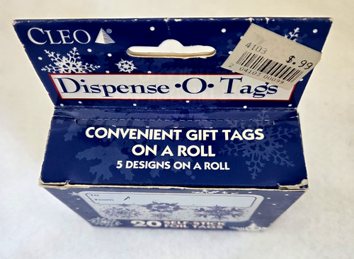Vintage Christmas Gift Package Tags Cleo Self Stick Roll Santa Pack of 20 NOS - Picture 4 of 8
