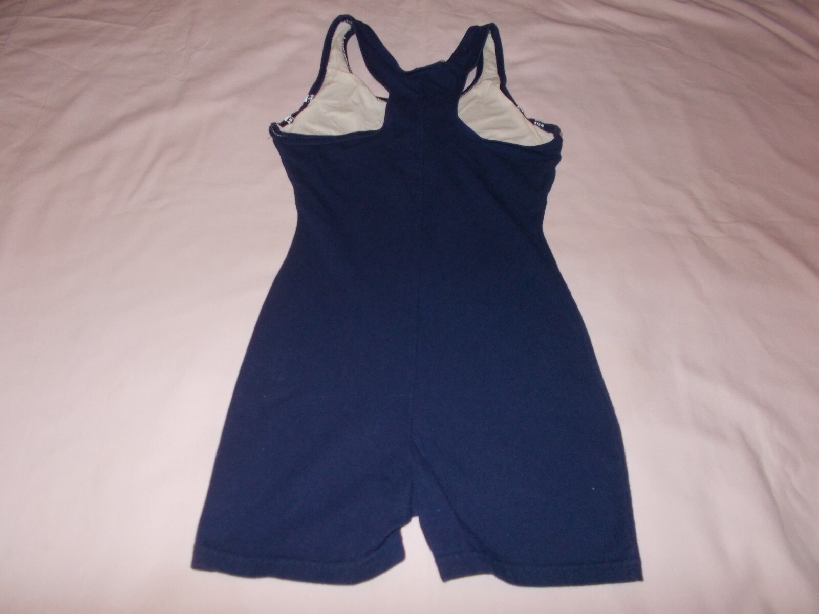 Women's Vintage Athletic Works Romper One Piece Blue White Size M Half