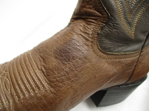 Mens Smooth Ostrich Two Toned Brown Pull On Cowboy Western Boots Size 8 D - Picture 9 of 11