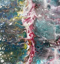 OOAK Abstract Acrylic Painting on Canvas Pour Painting 12 By 12 In Modern Art